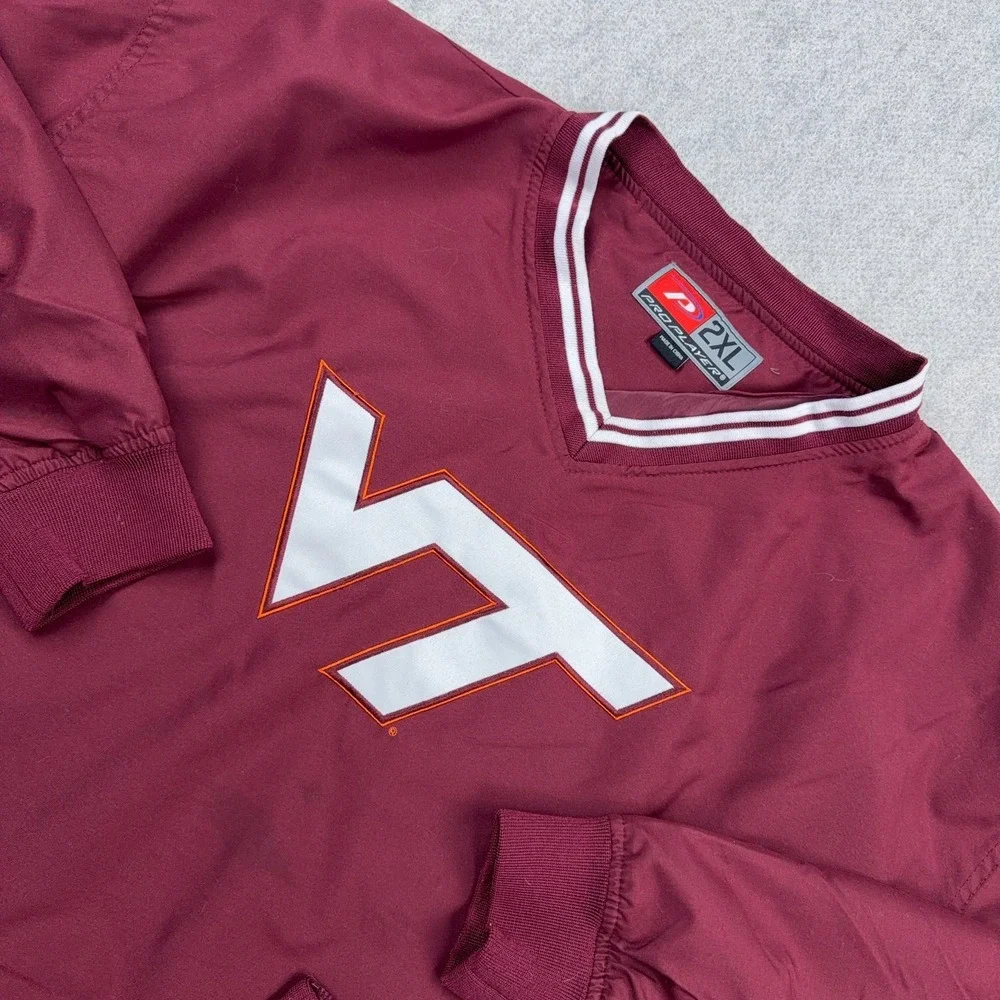 Virginia Teck Hokies Jacket Men XXL 2XL Pullover Windbreaker Windshirt Maroon B9